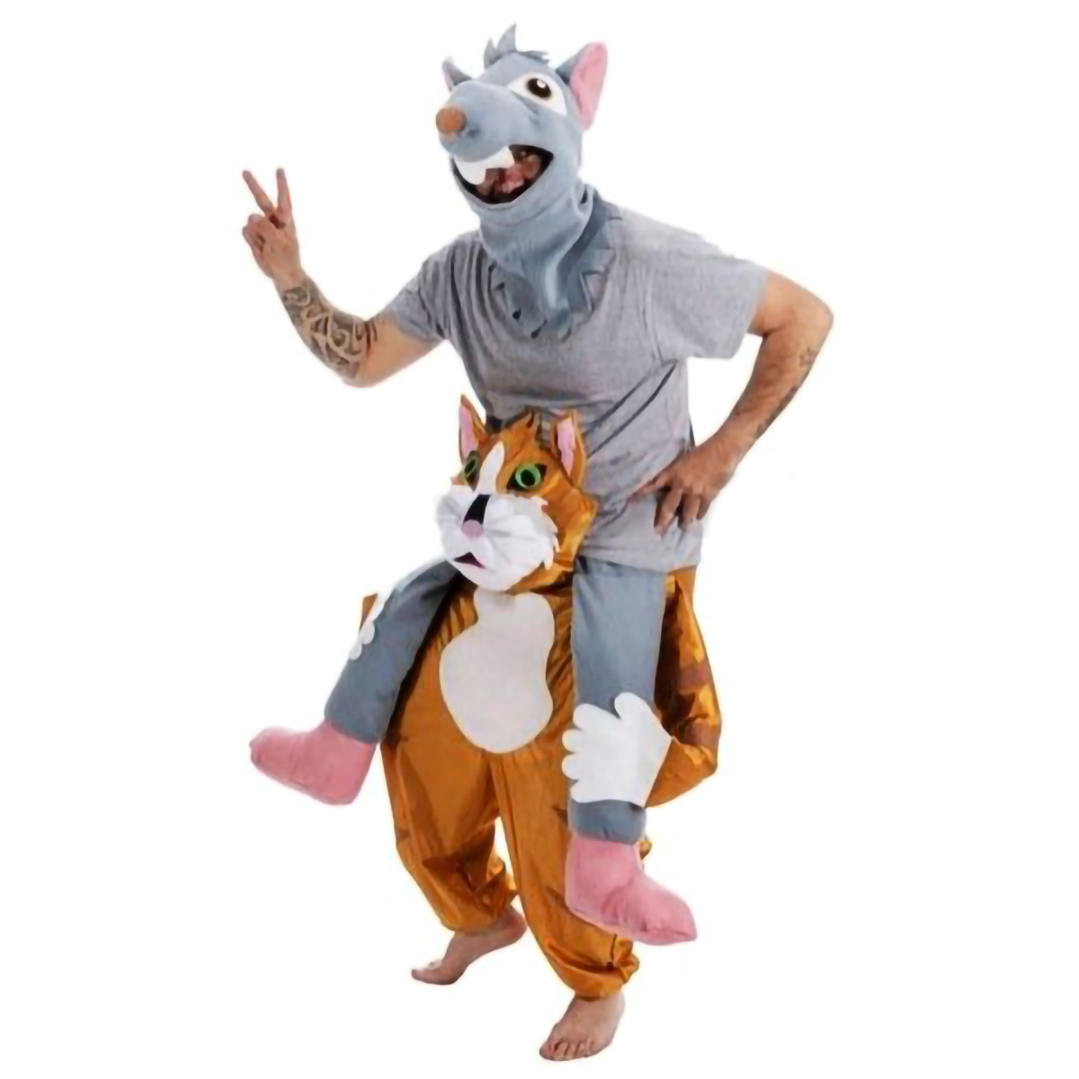 Fato Gato com Rato às Costas Ilusão - Mascarilha